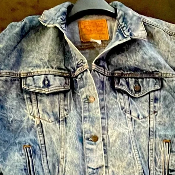 Vintage Levis Acid Wash Trucker Jean Jacket Grunge Made in USA  SZ M 70507 0219 - Picture 4 of 8